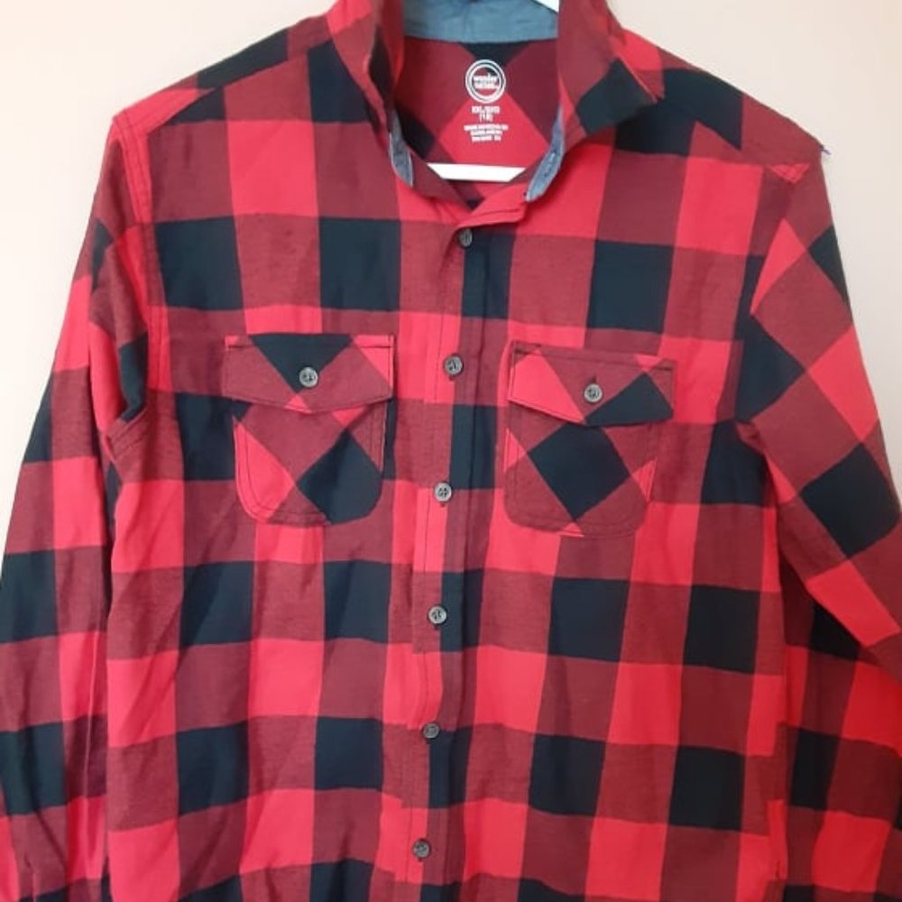 Boys Wonder Nation XXL 18 Long Sleeve Plaid T-shirt